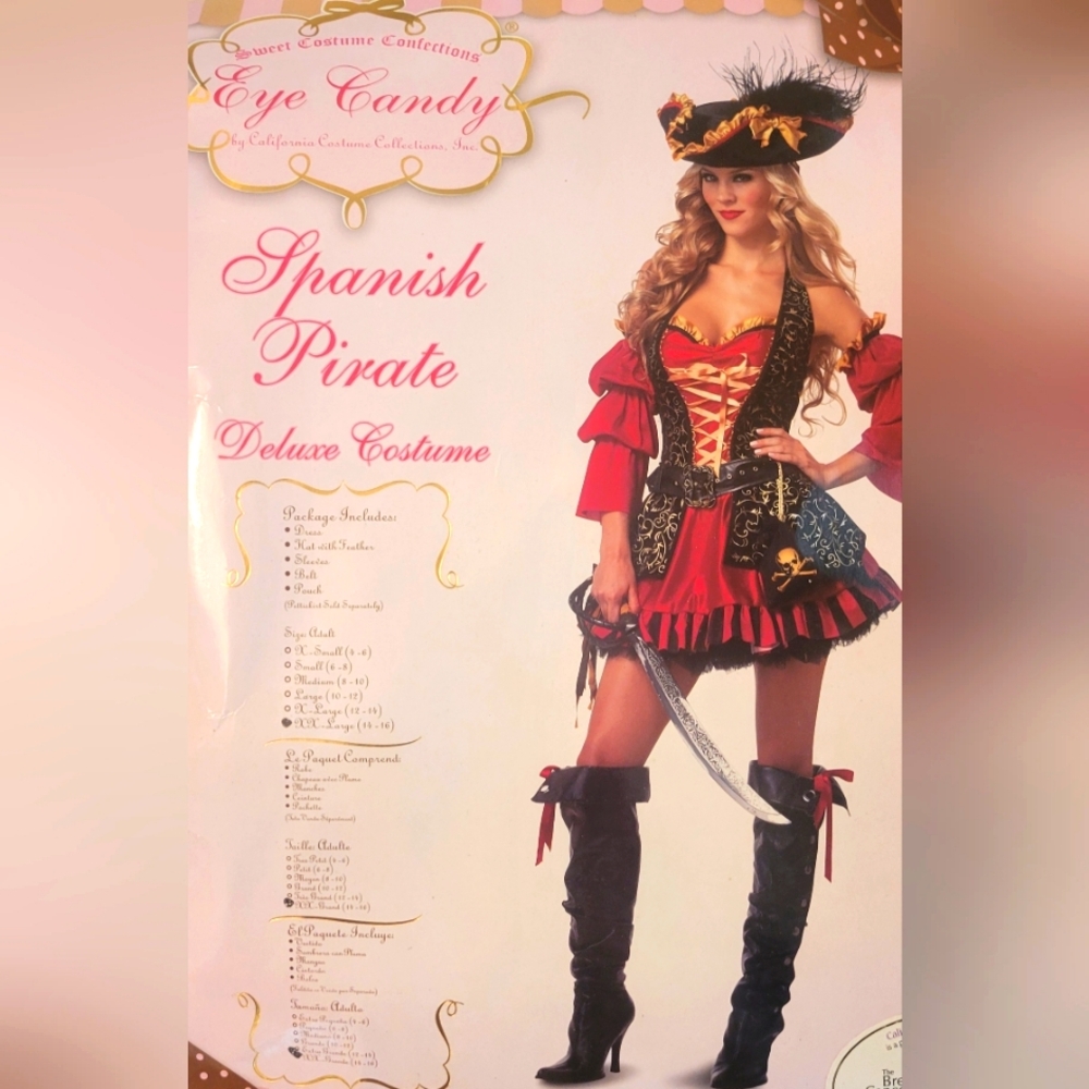 Halloween Eye Candy Spanish Pirate Deluxe costume size 2XL/ 14-16.